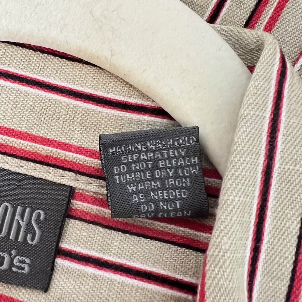 Additions by Chicos Womens Linen Blend Shirt Size 3 US XL Beige Red Striped - Picture 7 of 7